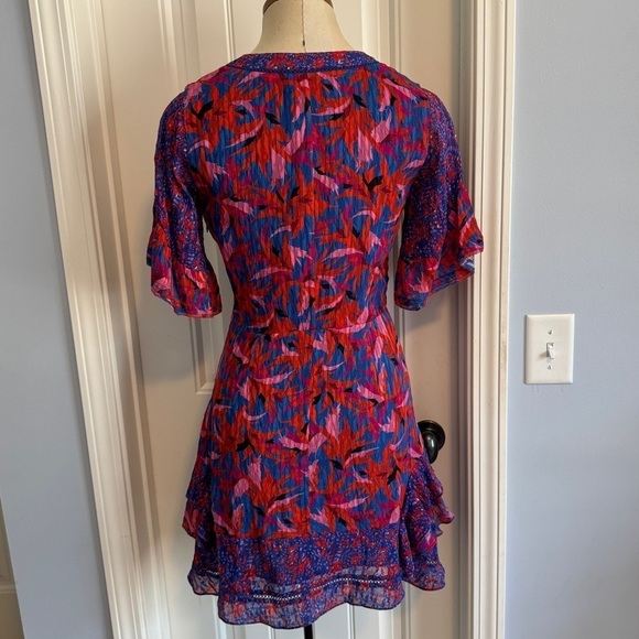 Tanya Taylor 0 Silk Blend Blue & Pink Mini Dress ~ Flirty Flutter Fairy Party - Picture 2 of 9